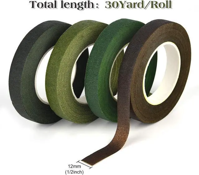 Alt view image 2 of 6 - KUUQA 4 Rolls 1/2" Wide Floral Tapes for Bouquet Stem Wrapping and Floral Crafts,Wedding Bouquet,Dark Green,Light Green,Grass Green,Dark Brown