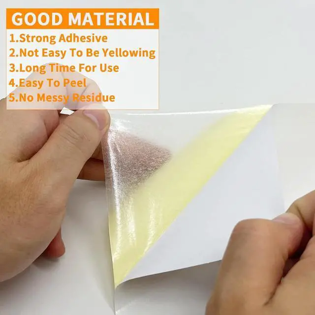 Alt view image 2 of 7 - Birllaid 10 Sheets Clear Double Sided Adhesive Tape Sheets for Craft,A4 Size Super Strong Sticky Tumbler Tape Sheets for DIY Art,Craft,Home Decorative Tape with Yellow Liner