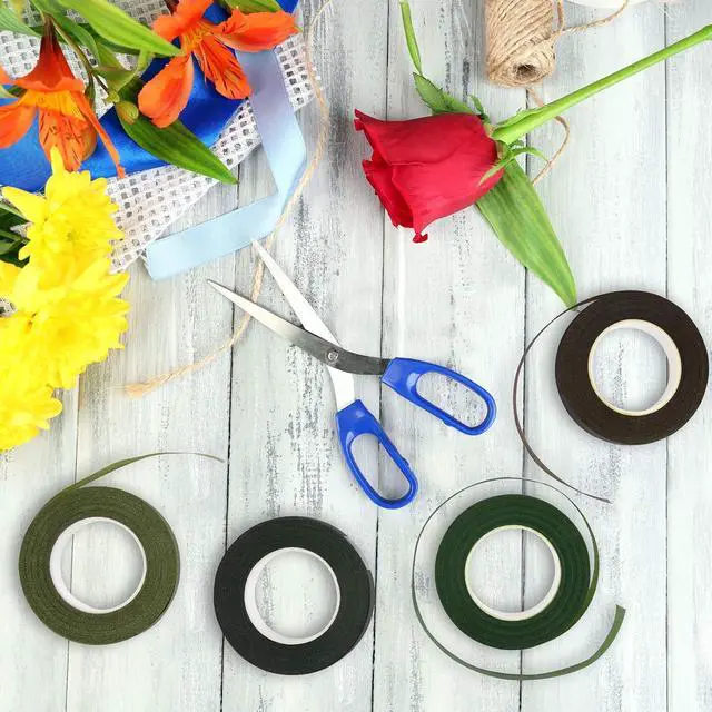 Alt view image 6 of 6 - KUUQA 4 Rolls 1/2" Wide Floral Tapes for Bouquet Stem Wrapping and Floral Crafts,Wedding Bouquet,Dark Green,Light Green,Grass Green,Dark Brown