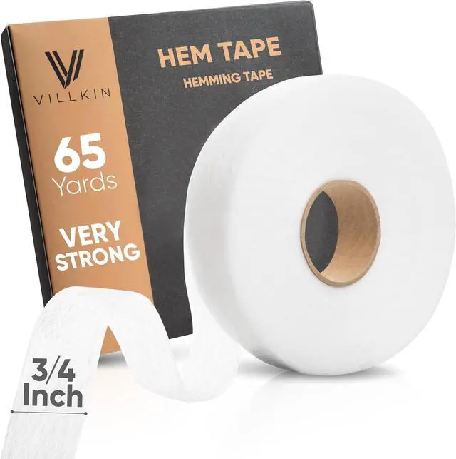 Main image of Villkin Hemming Tape - 65 Yards x 3/4 Inch - Very Strong no sew Iron-On Hem Tape for Fabric, Pants, Curtains & Drapes - Durable Fabric Tape