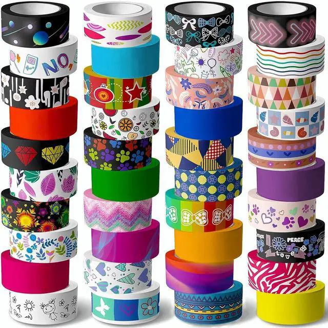 Main image of KUNMINGER 40 Rolls Washi Tape Set - 15 mm Wide Colored Decorative Tape for DIY Crafts, Junk Journal Supplies, Scrapbooking Supplies, Bullet Journals, Planners, Party Decorations