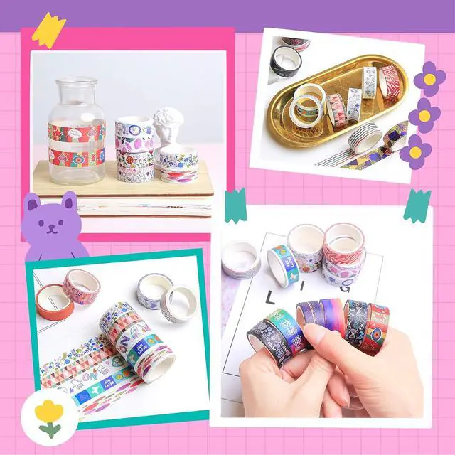 Alt view image 6 of 6 - KUNMINGER 40 Rolls Washi Tape Set - 15 mm Wide Colored Decorative Tape for DIY Crafts, Junk Journal Supplies, Scrapbooking Supplies, Bullet Journals, Planners, Party Decorations
