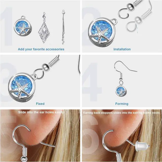 Alt view image 4 of 7 - 925 Sterling Silver Earring Hooks 120 PCS/60 Pairs, Ear Wires Fish Hooks