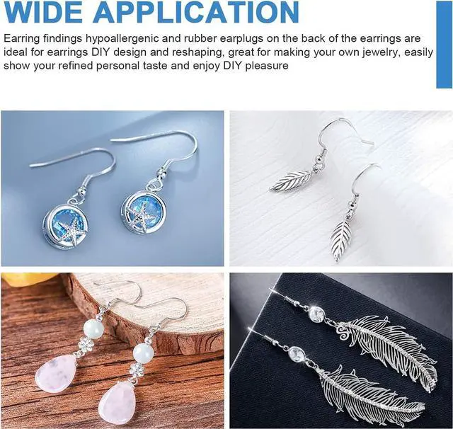 Alt view image 5 of 7 - 925 Sterling Silver Earring Hooks 120 PCS/60 Pairs, Ear Wires Fish Hooks