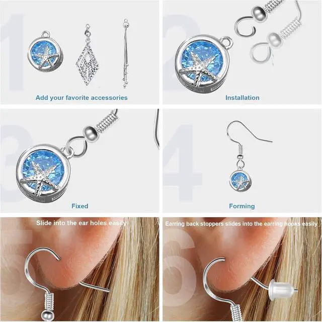Alt view image 4 of 7 - 925 Sterling Mixed Earring Hooks 120 PCS/60 Pairs, Ear Wires Fish Hooks