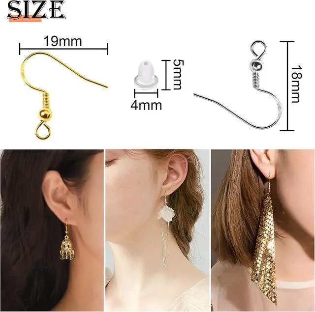 Alt view image 2 of 6 - TOAOB 140pcs Earring Hooks Hypoallergenic 925 Sterling Silver Fish Hooks Ear Wires with Ball and Coil 7 Colors 18mm with Earring Backs for DIY Jewelry Making
