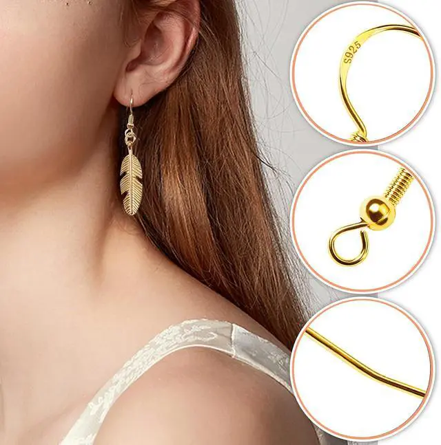 Alt view image 4 of 6 - TOAOB 140pcs Earring Hooks Hypoallergenic 925 Sterling Silver Fish Hooks Ear Wires with Ball and Coil 7 Colors 18mm with Earring Backs for DIY Jewelry Making