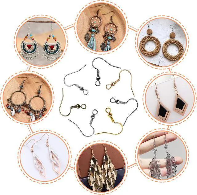 Alt view image 6 of 6 - TOAOB 140pcs Earring Hooks Hypoallergenic 925 Sterling Silver Fish Hooks Ear Wires with Ball and Coil 7 Colors 18mm with Earring Backs for DIY Jewelry Making