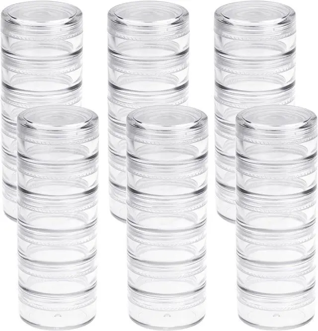 Main image of Fengek 6 Sets 6 Layer Stackable Plastic Containers, 10G/10ML Clear Cosmetic Storage Box Round Organizer Jars for Beads, Buttons, Small Jewelry Findings