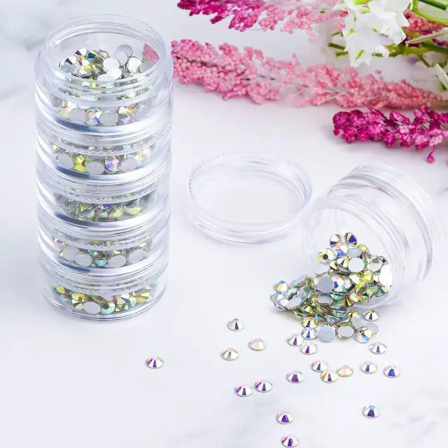 Alt view image 6 of 7 - Fengek 6 Sets 6 Layer Stackable Plastic Containers, 10G/10ML Clear Cosmetic Storage Box Round Organizer Jars for Beads, Buttons, Small Jewelry Findings