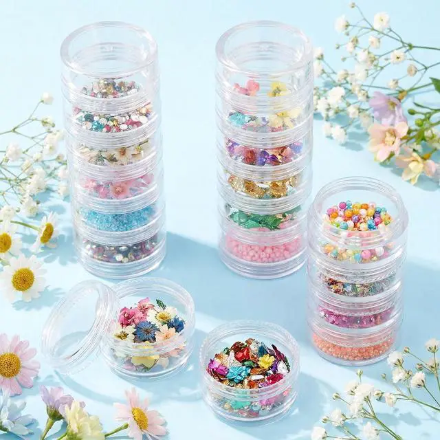 Alt view image 4 of 7 - 4 Sets 6 Layer Stackable Plastic Containers, 10G/10ML Clear Cosmetic Storage Box Round Organizer Jars for Beads, Buttons, Small Jewelry Findings
