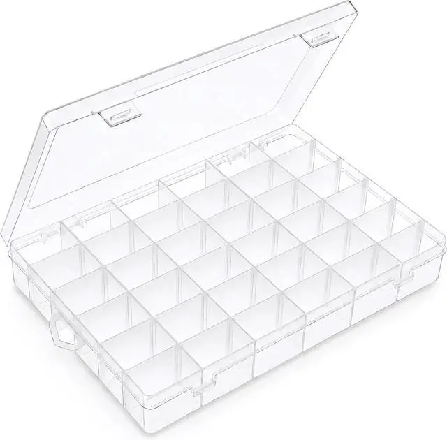Main image of Bead Organizer Storage 36 Grid Jewelry Tackle Craft Box Adjustable Dividers