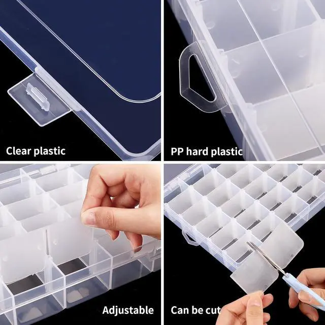 Alt view image 3 of 6 - Bead Organizer Storage 36 Grid Jewelry Tackle Craft Box Adjustable Dividers