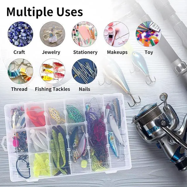 Alt view image 5 of 6 - Bead Organizer Storage 36 Grid Jewelry Tackle Craft Box Adjustable Dividers