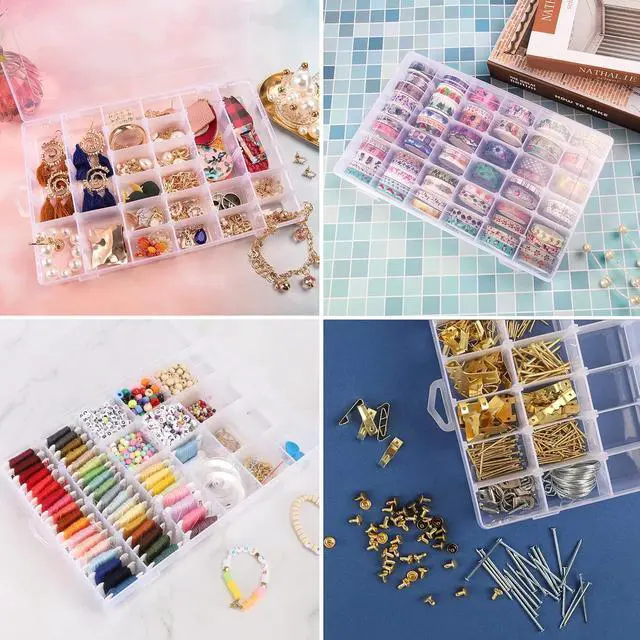 Alt view image 6 of 6 - Bead Organizer Storage 36 Grid Jewelry Tackle Craft Box Adjustable Dividers