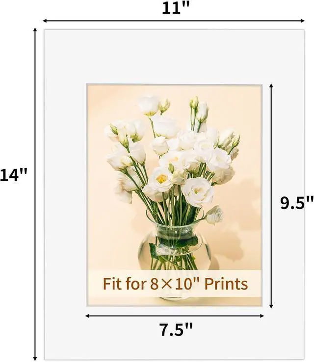 Alt view image 2 of 7 - Picture Frame Mats, 11×14 Matted to 8×10 Photo Mat, Acid Free, White