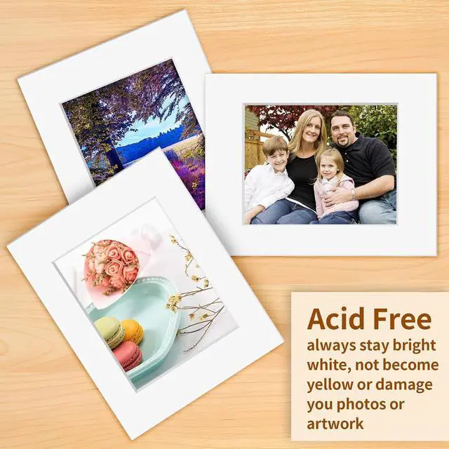 Alt view image 6 of 7 - Picture Frame Mats, 11×14 Matted to 8×10 Photo Mat, Acid Free, White