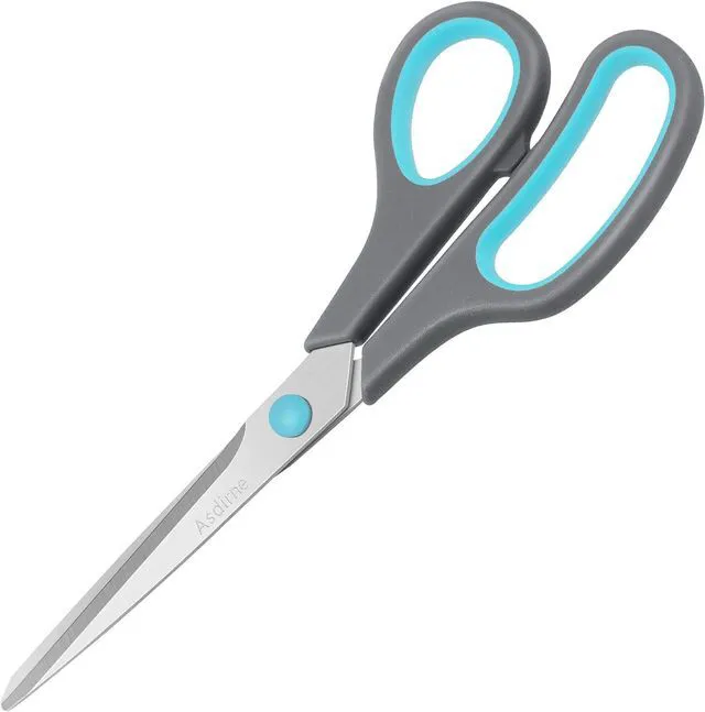 Main image of Asdirne 8.5" Scissors, Stainless Steel Blades, Soft Grip Handle, Suitable for Households,Offices and Schools, All Purpose, Blue/Grey