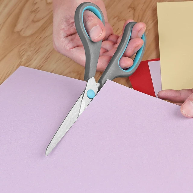 Alt view image 2 of 7 - Asdirne 8.5" Scissors, Stainless Steel Blades, Soft Grip Handle, Suitable for Households,Offices and Schools, All Purpose, Blue/Grey