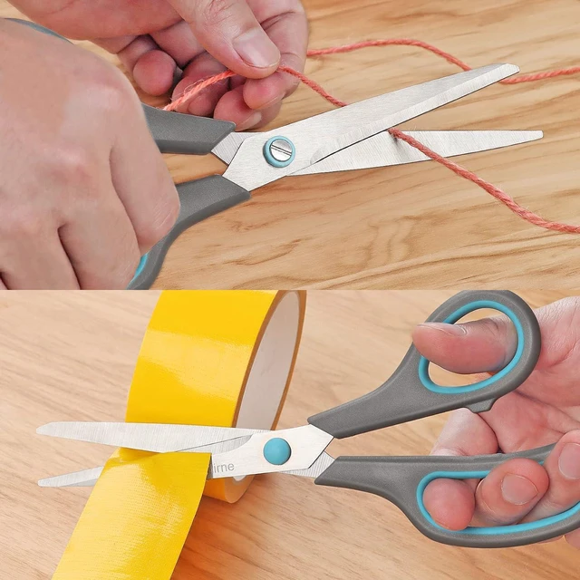 Alt view image 6 of 7 - Asdirne 8.5" Scissors, Stainless Steel Blades, Soft Grip Handle, Suitable for Households,Offices and Schools, All Purpose, Blue/Grey
