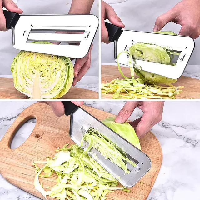 Alt view image 5 of 7 - (2 Pack) Cabbage Shredder for Coleslaw,Stainless Steel Cabbage Slicer Shredder,Kitchen Lettuce Knife (Black and Red)