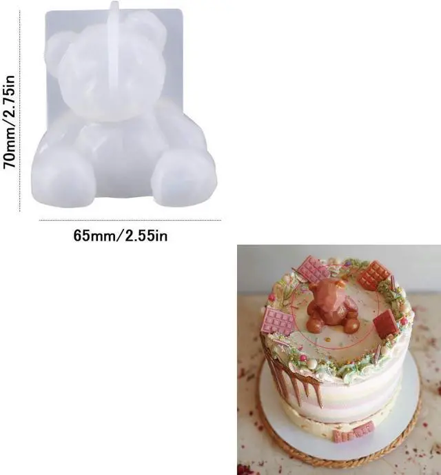 Alt view image 2 of 7 - KuuGuu 3 Pack 3D Bear Resin Mold Silicone Fondant Mold Bear Epoxy Soap Mould for Teddy Cake Decoration Chocolate Ice Cream Molds Soap Candle Topper Polymer Clay Mold DIY Crafts Accessories