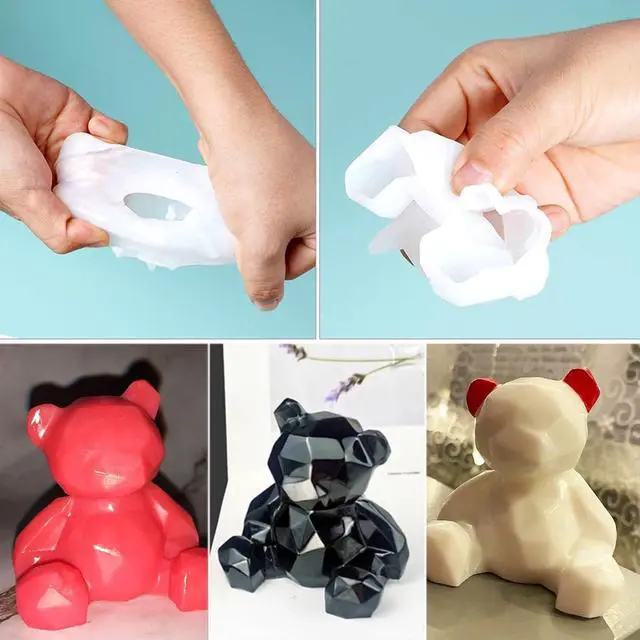 Alt view image 3 of 7 - KuuGuu 3 Pack 3D Bear Resin Mold Silicone Fondant Mold Bear Epoxy Soap Mould for Teddy Cake Decoration Chocolate Ice Cream Molds Soap Candle Topper Polymer Clay Mold DIY Crafts Accessories