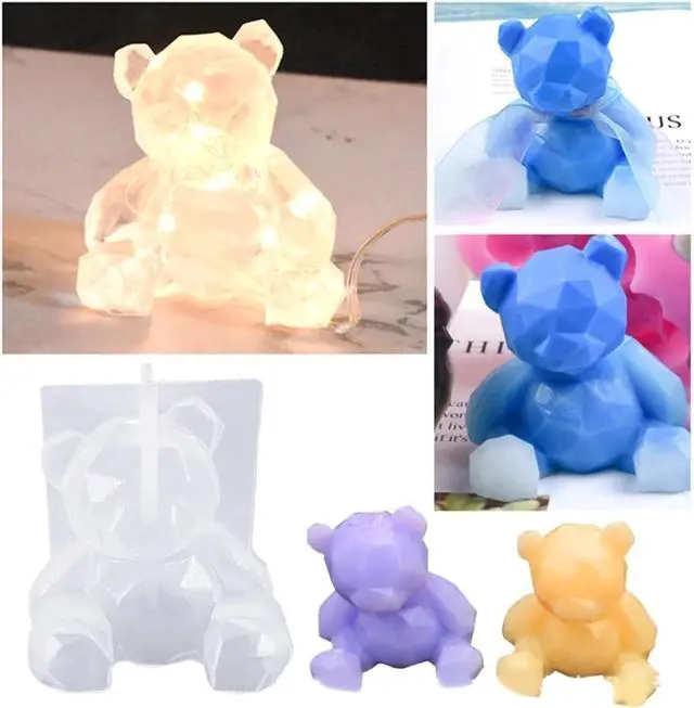 Alt view image 4 of 7 - KuuGuu 3 Pack 3D Bear Resin Mold Silicone Fondant Mold Bear Epoxy Soap Mould for Teddy Cake Decoration Chocolate Ice Cream Molds Soap Candle Topper Polymer Clay Mold DIY Crafts Accessories