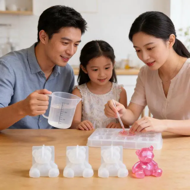Alt view image 6 of 7 - KuuGuu 3 Pack 3D Bear Resin Mold Silicone Fondant Mold Bear Epoxy Soap Mould for Teddy Cake Decoration Chocolate Ice Cream Molds Soap Candle Topper Polymer Clay Mold DIY Crafts Accessories