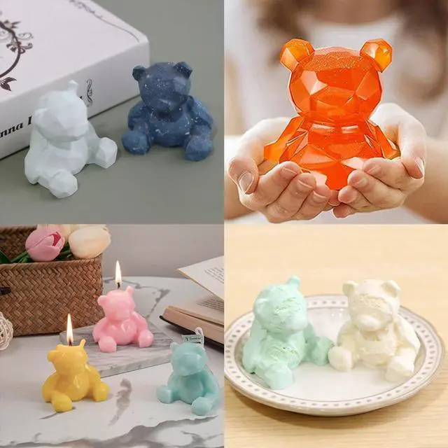 Alt view image 7 of 7 - KuuGuu 3 Pack 3D Bear Resin Mold Silicone Fondant Mold Bear Epoxy Soap Mould for Teddy Cake Decoration Chocolate Ice Cream Molds Soap Candle Topper Polymer Clay Mold DIY Crafts Accessories