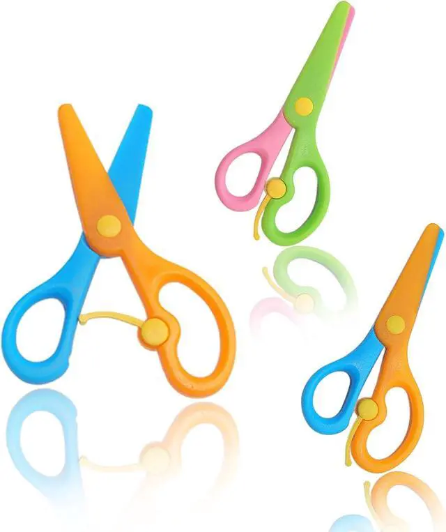 Main image of 2Pcs Safety Scissors for kids Blunt Tip Toddler Training Scissors, Colorful