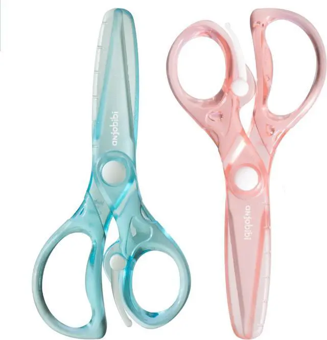 Main image of Starter Scissors for Kids(2 Pack),Pre-School Training Scissors with Easy Grip,Anti-Pinch Design for Children's Paper Cutting, Ideal for Art Craft, Toddler Preschool (Blue+Pine)