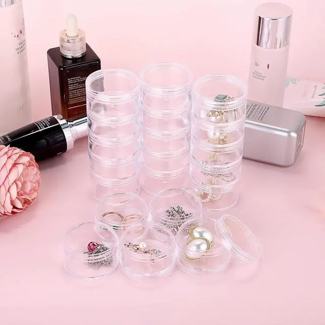 Alt view image 2 of 7 - Hipiwe 4 Set 5-Layer Jewelry Bead Containers Small Clear Plastic Sample Jar