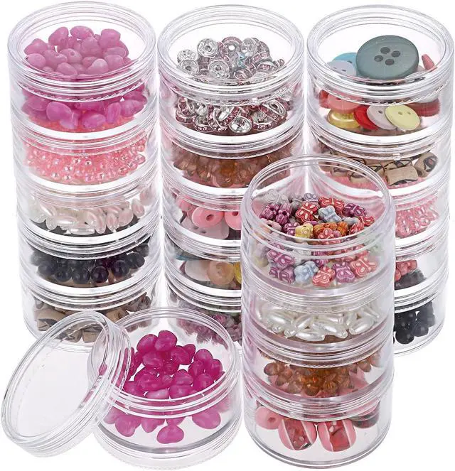 Alt view image 4 of 7 - Hipiwe 4 Set 5-Layer Jewelry Bead Containers Small Clear Plastic Sample Jar