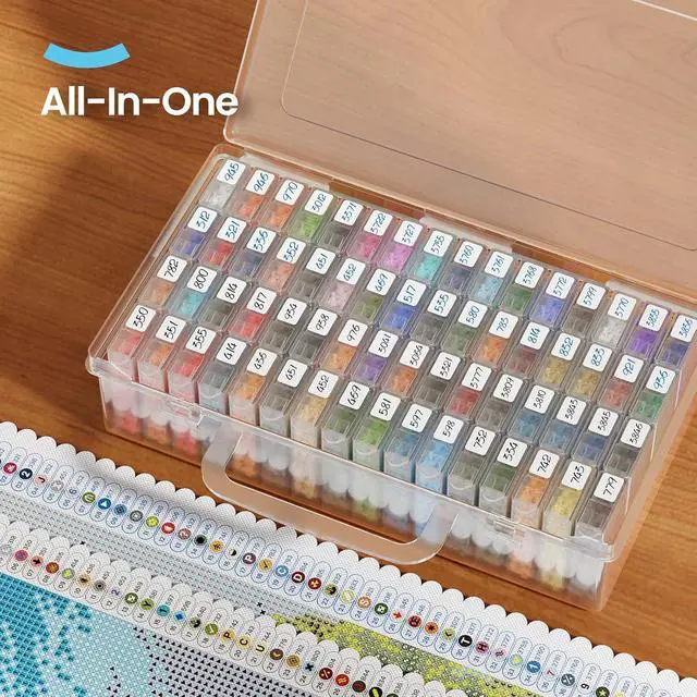 Alt view image 3 of 7 - ARTDOT 64 Jars Storage Containers for Diamond Art Kits for Adults, Portable Storage Organizer with Sticker Labels for Diamond Painting Accessories and Tools