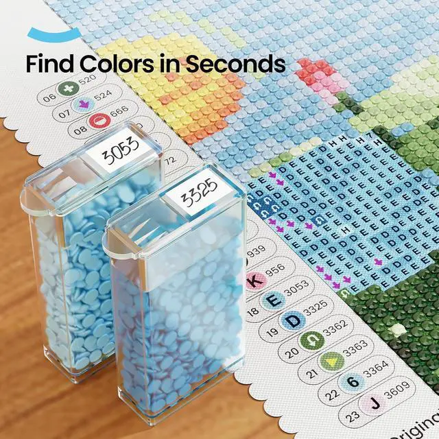 Alt view image 5 of 7 - ARTDOT 64 Jars Storage Containers for Diamond Art Kits for Adults, Portable Storage Organizer with Sticker Labels for Diamond Painting Accessories and Tools