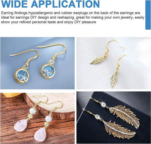 Alt view image 5 of 7 - 925 Sterling Gold Earring Hooks 120 PCS/60 Pairs, Ear Wires Fish Hooks