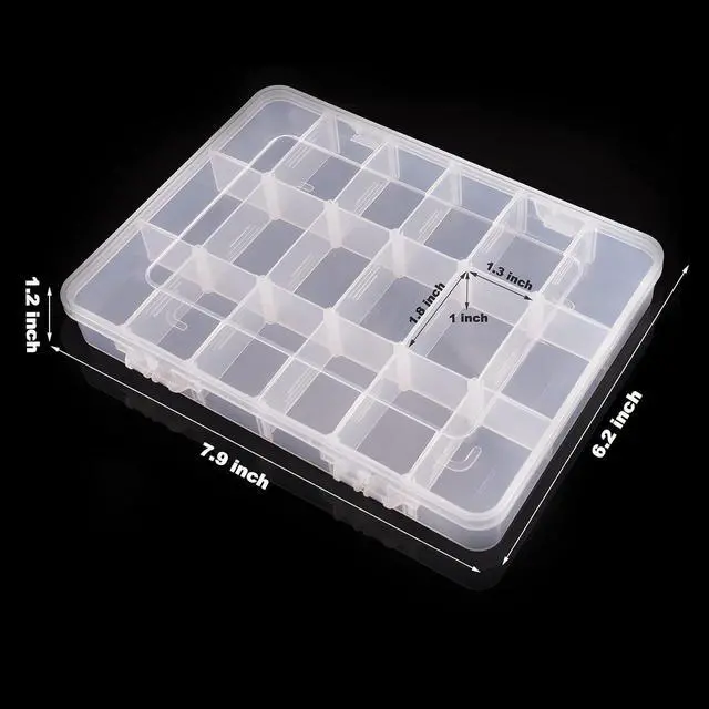 Alt view image 3 of 6 - Exptolii 18 Grids Plastic Organizer Box with Dividers, Clear Compartment Container Storage for Beads Crafts Jewelry Fishing Tackles, Size 7.9 x 6.2 x 1.2 in