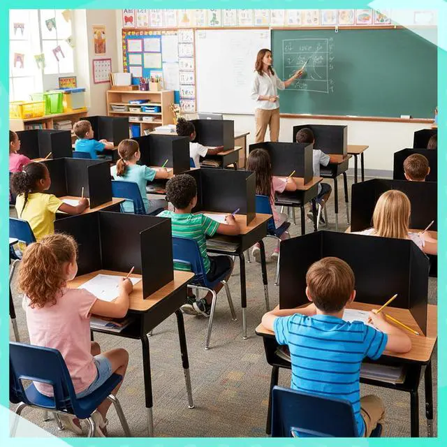 Alt view image 7 of 7 - 2Pack Black Desk Dividers for Student, Waterproof Plastic Privacy Folders