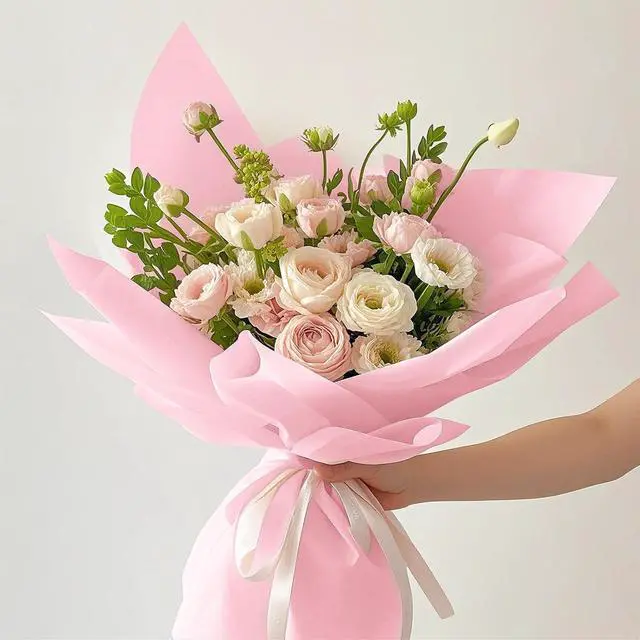 Alt view image 4 of 5 - RUSPEPA 20 Sheets Flower Wrapping Paper, Waterproof Floral Bouquet Wrapping Paper, Florist Supplies Packaging for Birthday, Party, Wedding and DIY Crafts - Pink
