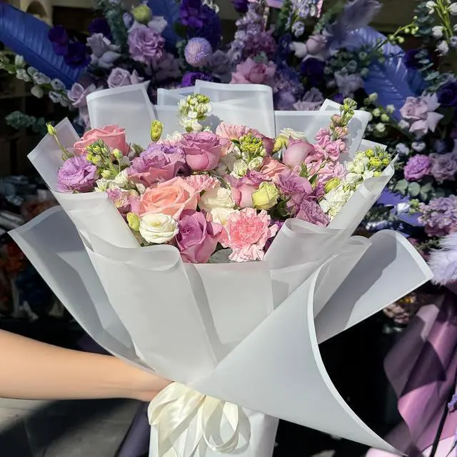 Alt view image 5 of 6 - Duyasurs 20 Sheets Floral Wrapping Paper, Waterproof Bouquet Wrapping, 22.8x22.8IN, Florist Supplies Packaging Paper, DIY Gift Box, Wedding & Birthday Gifts, Translucent White