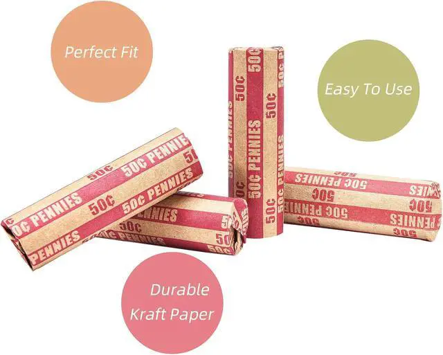 Alt view image 5 of 7 - Sumerfnt Penny Coin Wrappers Pennies Only Flat Penny Rolls 100 PCS
