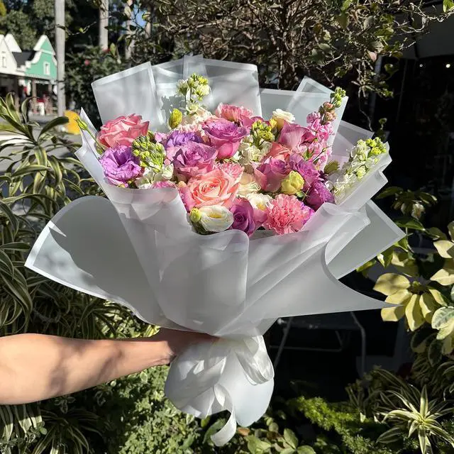 Alt view image 6 of 6 - Duyasurs 20 Sheets Floral Wrapping Paper, Waterproof Bouquet Wrapping, 22.8x22.8IN, Florist Supplies Packaging Paper, DIY Gift Box, Wedding & Birthday Gifts, Translucent White