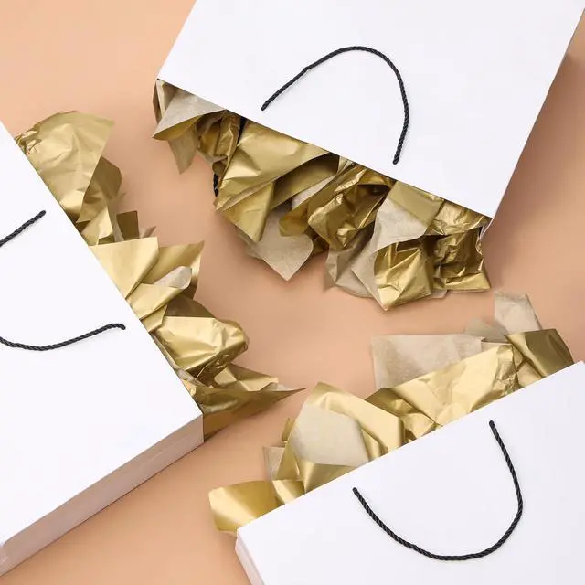 Alt view image 4 of 6 - SUNCOLOR 36 Sheets Gold Tissue Paper for Gift Bags, 20 x 20 Inch Shiny Metallic Wrapping Paper for Christmas Weddings Birthdays and Crafts