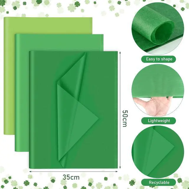 Alt view image 2 of 6 - PLULON 60 Sheets Green Tissue Paper for Gift Bags, Flower Wrapping Paper