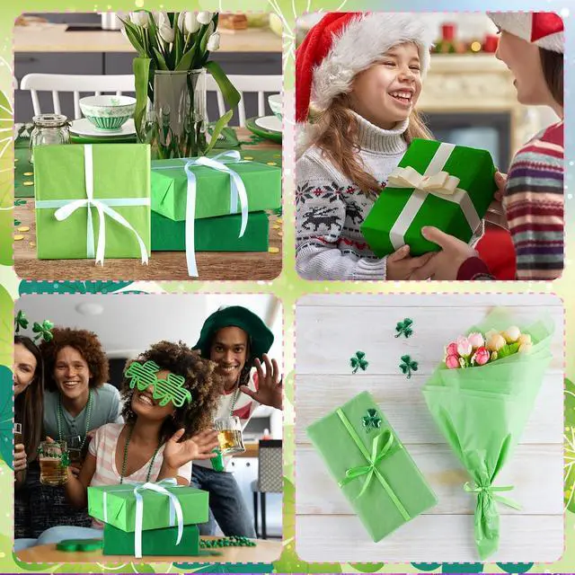 Alt view image 4 of 6 - PLULON 60 Sheets Green Tissue Paper for Gift Bags, Flower Wrapping Paper