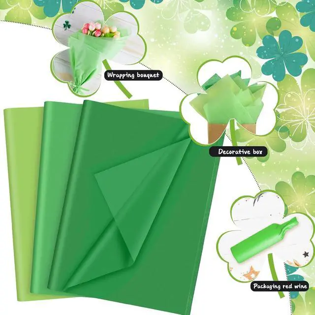 Alt view image 3 of 6 - PLULON 60 Sheets Green Tissue Paper for Gift Bags, Flower Wrapping Paper