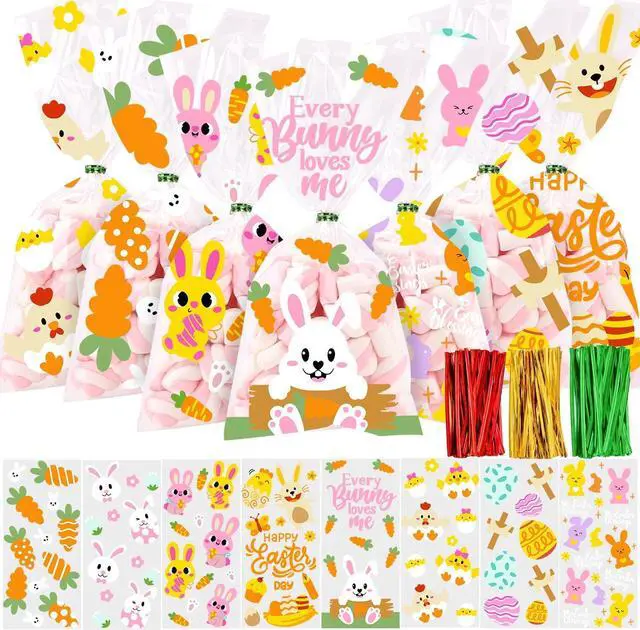 Main image of JOICEE 120PCS Easter Cellophane Treat Bags Clear Candy Gifts Bags