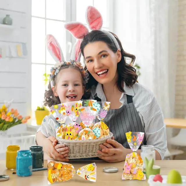 Alt view image 5 of 7 - JOICEE 120PCS Easter Cellophane Treat Bags Clear Candy Gifts Bags