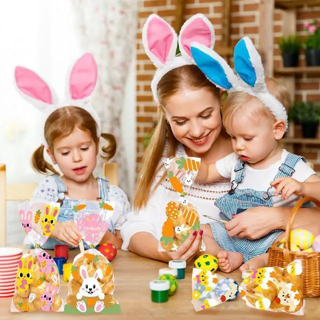 Alt view image 6 of 7 - JOICEE 120PCS Easter Cellophane Treat Bags Clear Candy Gifts Bags